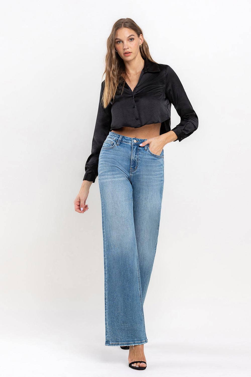 RIGHTEOUSLY High rise wide leg jeans