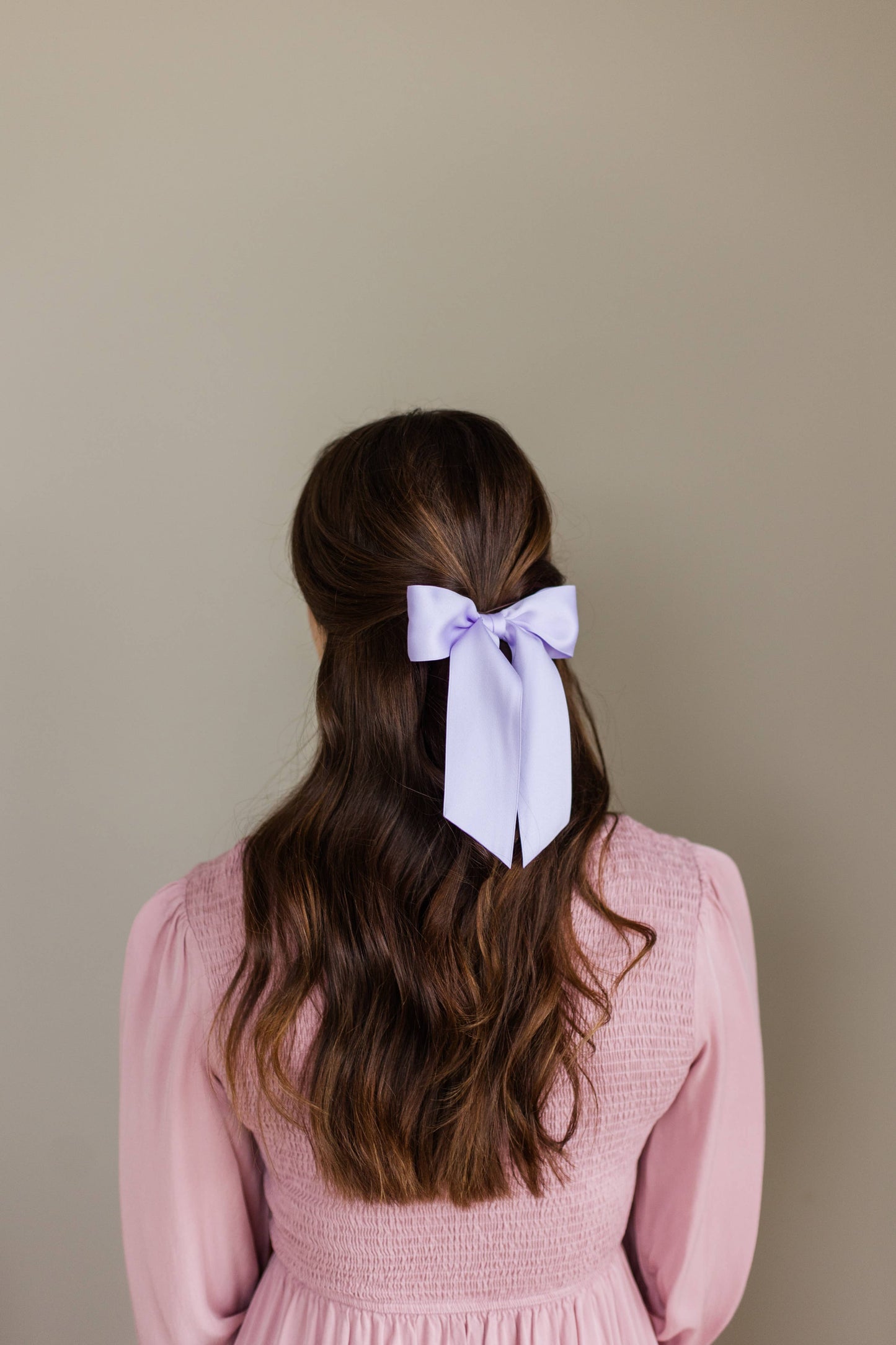SPRING '24: Grace & Grandeur Bailee Satin Bow Barrette: Lavender