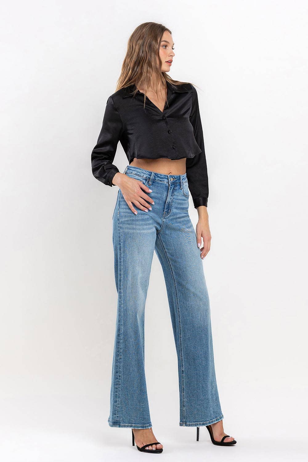 RIGHTEOUSLY High rise wide leg jeans