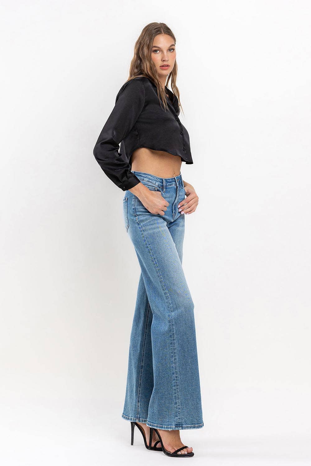 RIGHTEOUSLY High rise wide leg jeans