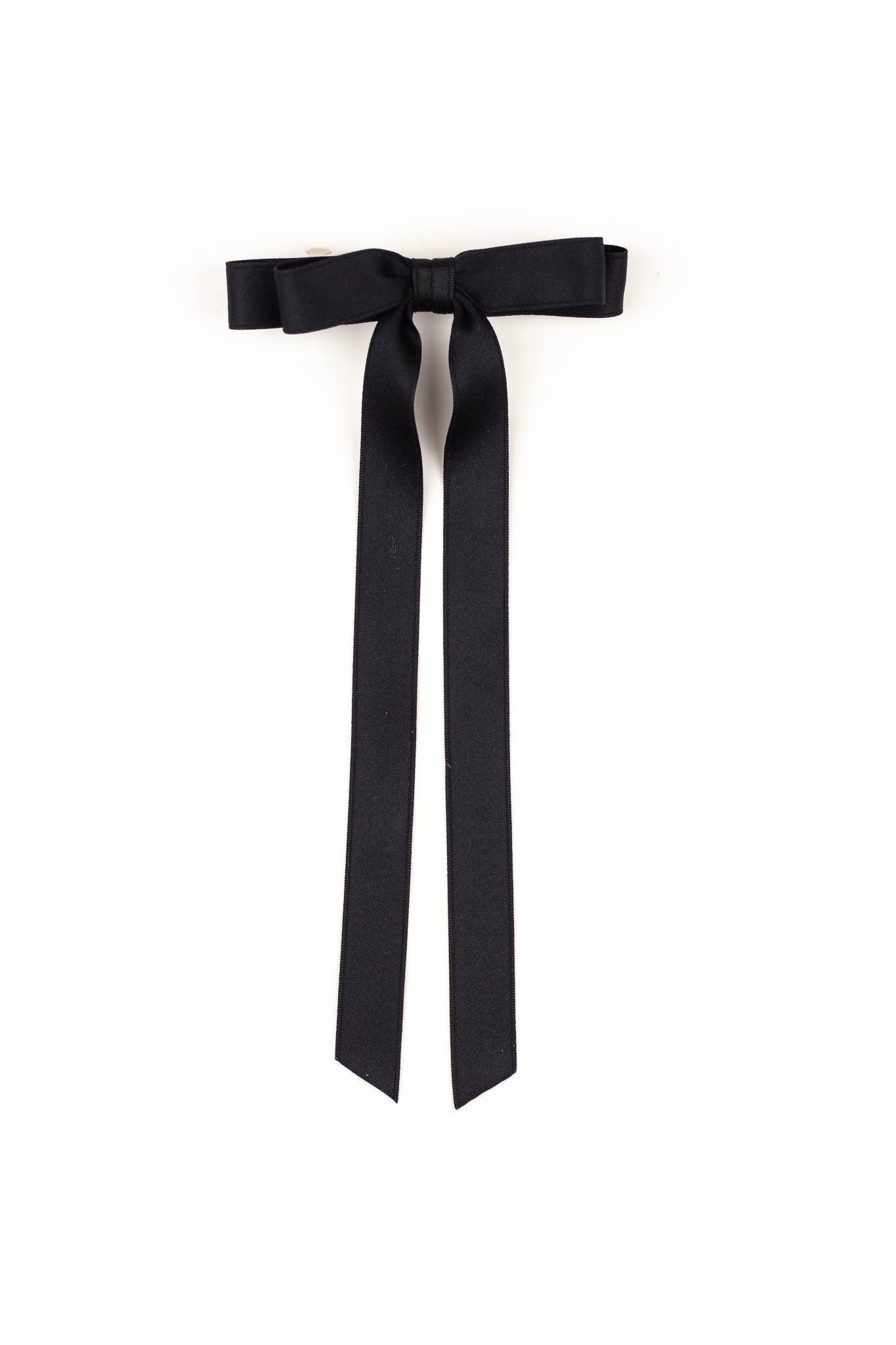 SPRING '24: Grace & Grandeur Micro Alice Satin Bow Barrette: Black