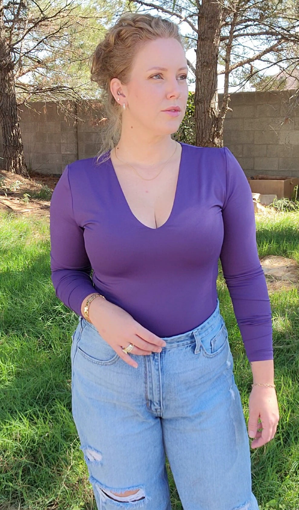 Valentina Deep V Long Sleeve