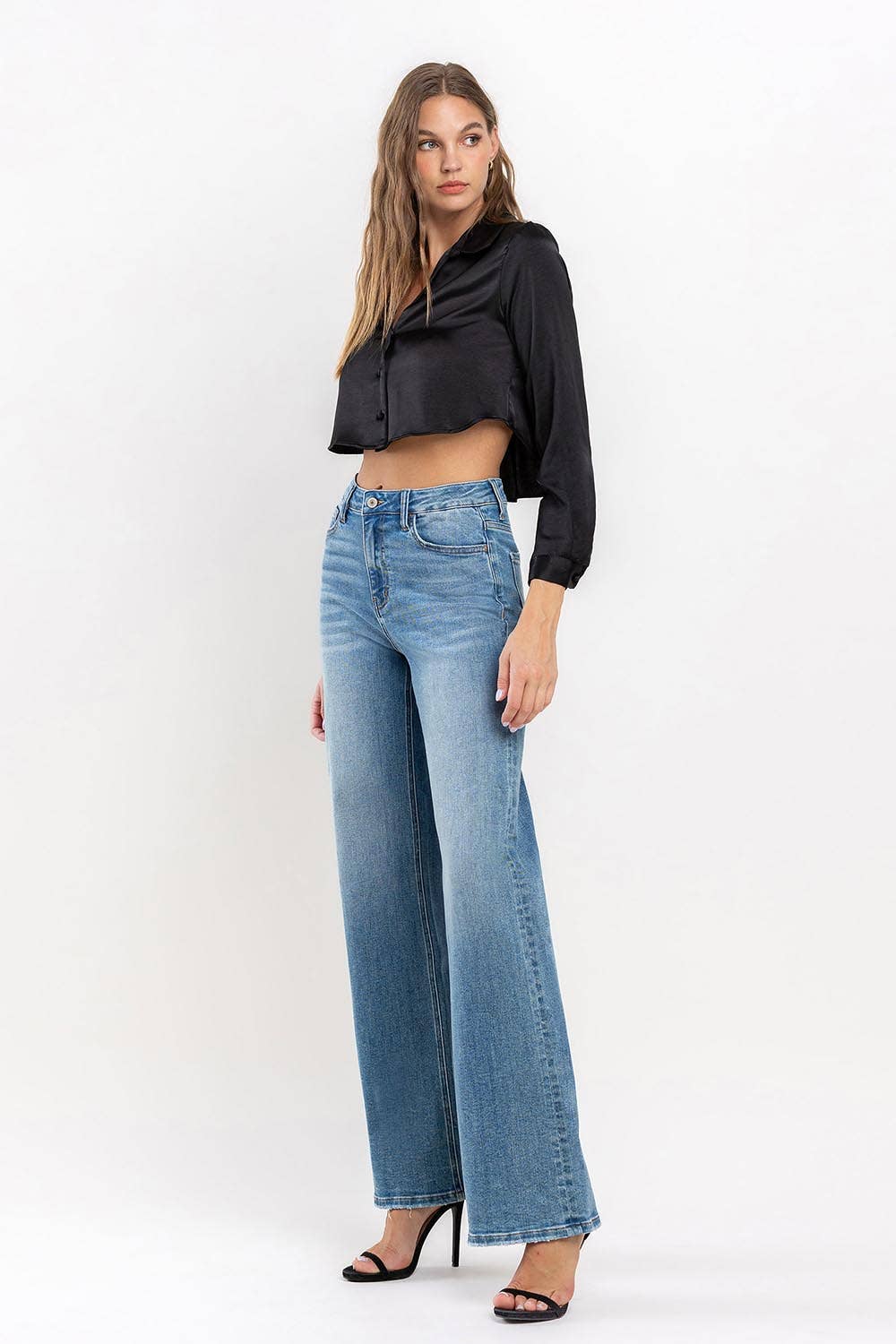 RIGHTEOUSLY High rise wide leg jeans