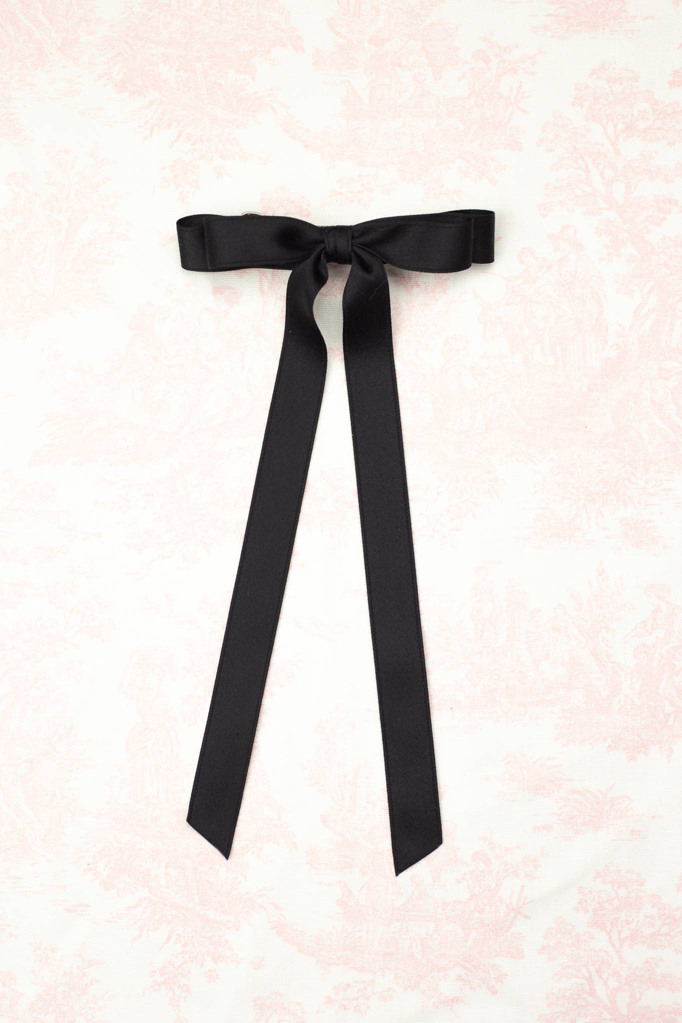 SPRING '24: Grace & Grandeur Micro Alice Satin Bow Barrette: Black