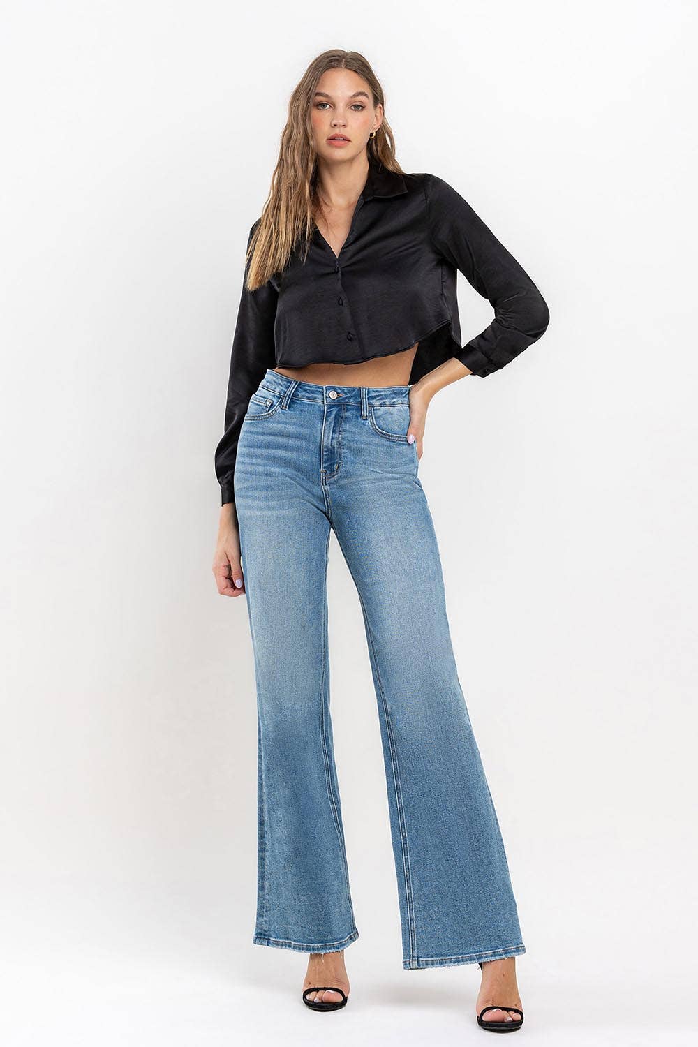 RIGHTEOUSLY High rise wide leg jeans
