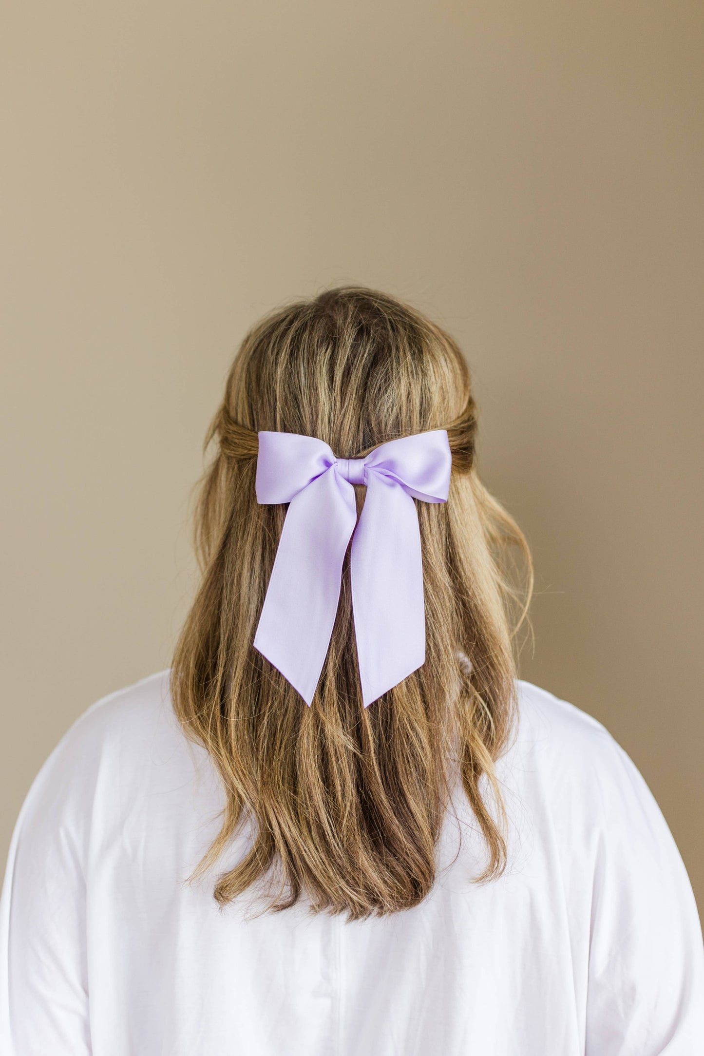 SPRING '24: Grace & Grandeur Bailee Satin Bow Barrette: Lavender