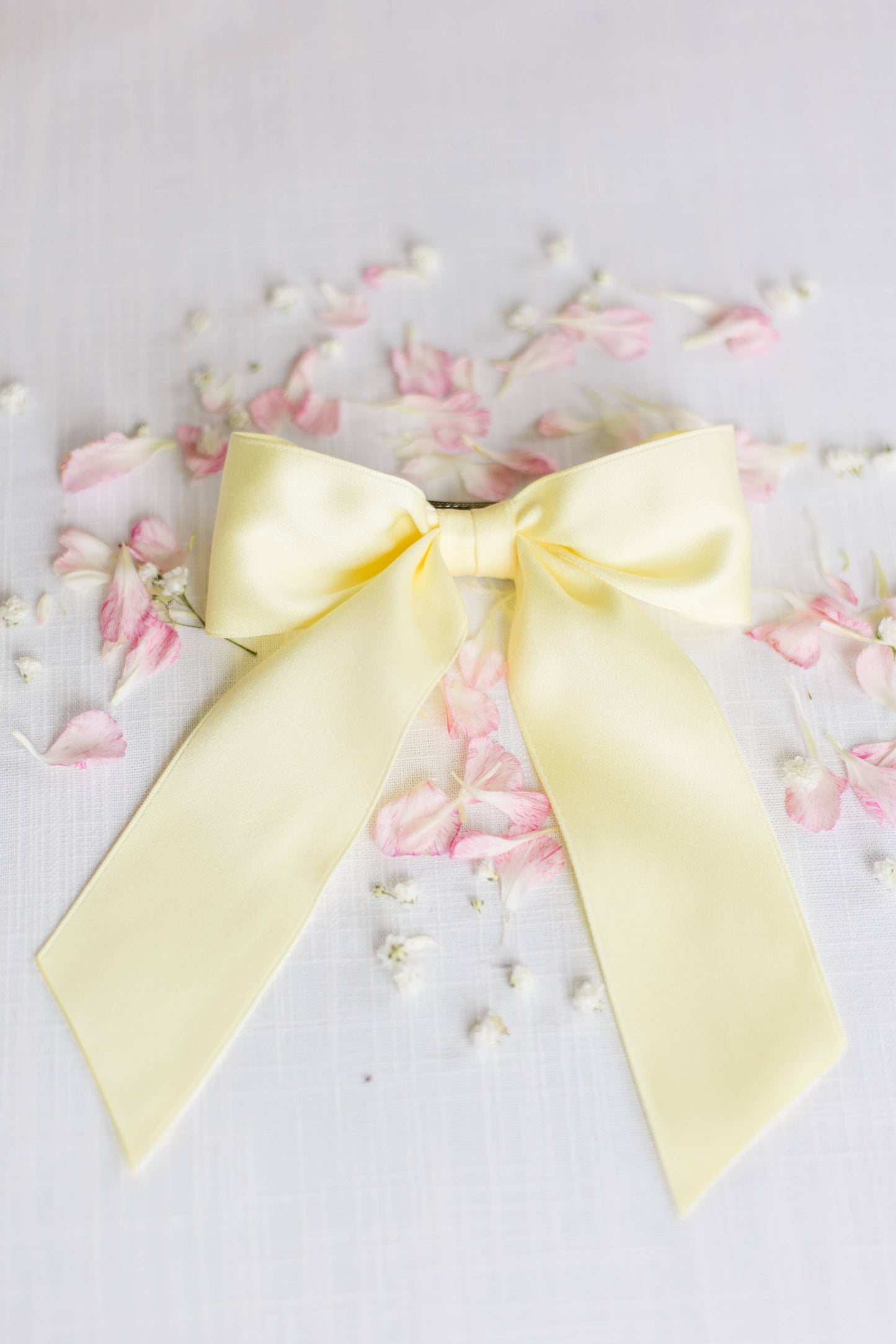 SPRING '24: Grace & Grandeur Bailee Satin Bow Barrette: Lavender
