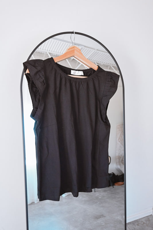 Ronnie Jersey Top with Poplin Sleeves