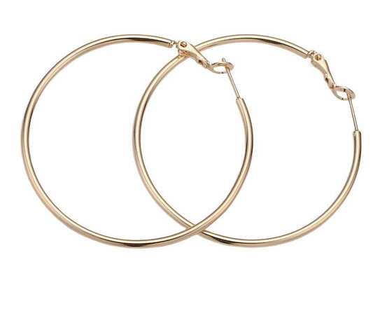 Simple Thin Hoop Earrings - 3": Silver